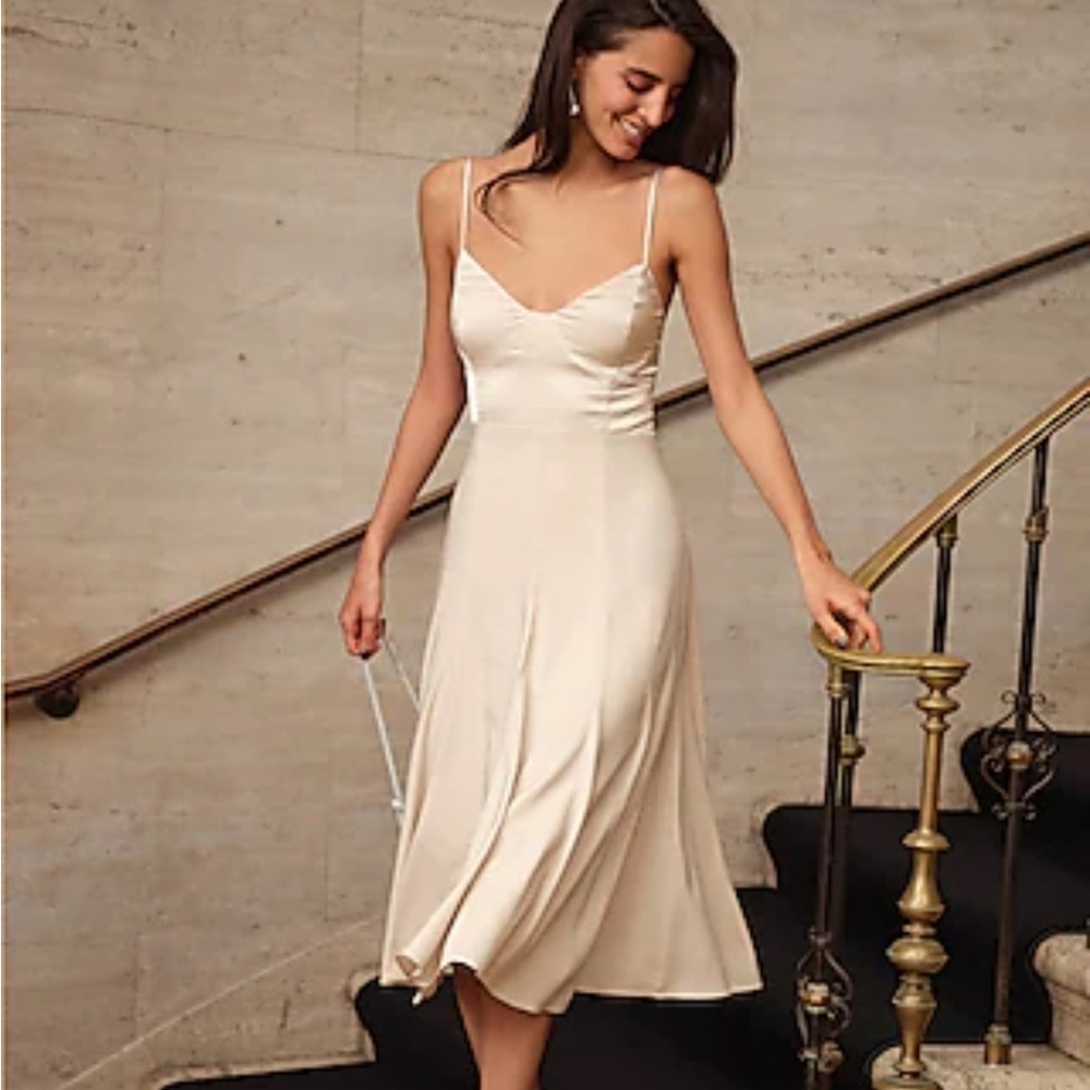 Express Cream Spaghetti Strap Sundress Prom